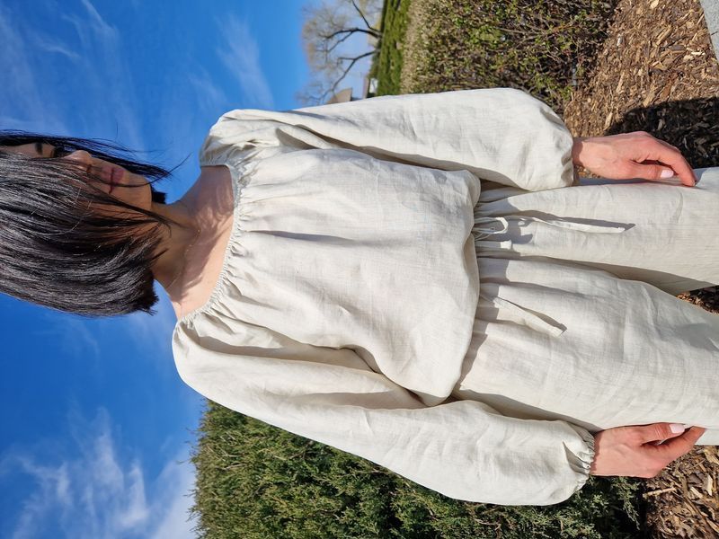 Лляна сорочка - топ Morkva Linen shirt top MLST01 MLST01GM фото