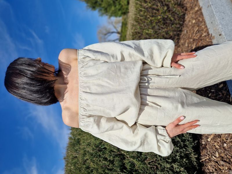 Лляна сорочка - топ Morkva Linen shirt top MLST01 MLST01GM фото
