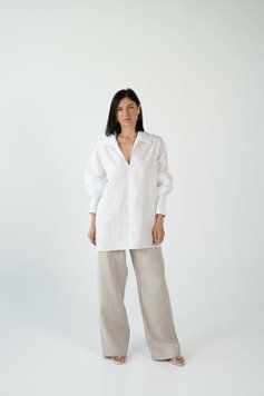 Жіноча лляна сорочка в оверсайзі білого кольору Morkva Linen Shirt Lily mlslm фото