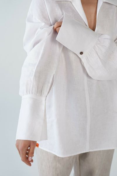 Жіноча лляна сорочка в оверсайзі білого кольору Morkva Linen Shirt Lily mlslm фото