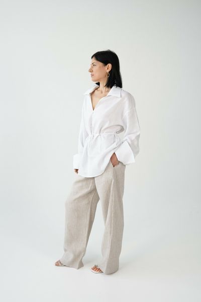 Жіноча лляна сорочка в оверсайзі білого кольору Morkva Linen Shirt Lily mlslm фото