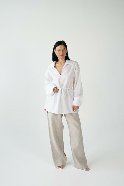 Жіноча лляна сорочка в оверсайзі білого кольору Morkva Linen Shirt Lily mlslm фото