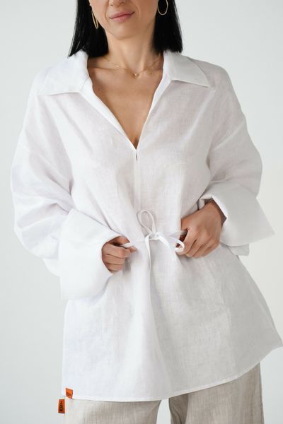 Жіноча лляна сорочка в оверсайзі білого кольору Morkva Linen Shirt Lily mlslm фото