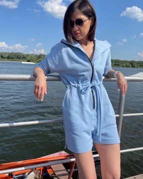 Легкий літній жіночий короткий комбінезон з тринитки Morkva LSJ401 LSJ401SB фото
