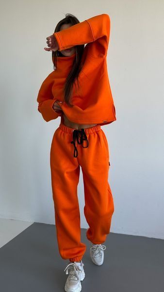 Теплий жіночий спортивний костюм Morkva Set Warm 01 (штани джоггери + світшот) Чорний S setssb фото