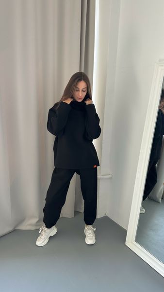 Теплий жіночий спортивний костюм Morkva Set Warm 01 (штани джоггери + світшот) Чорний S setssb фото