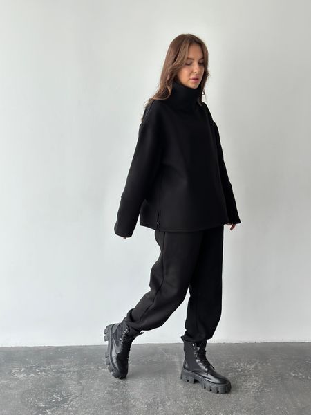 Теплий жіночий спортивний костюм Morkva Set Warm 01 (штани джоггери + світшот) Чорний S setssb фото
