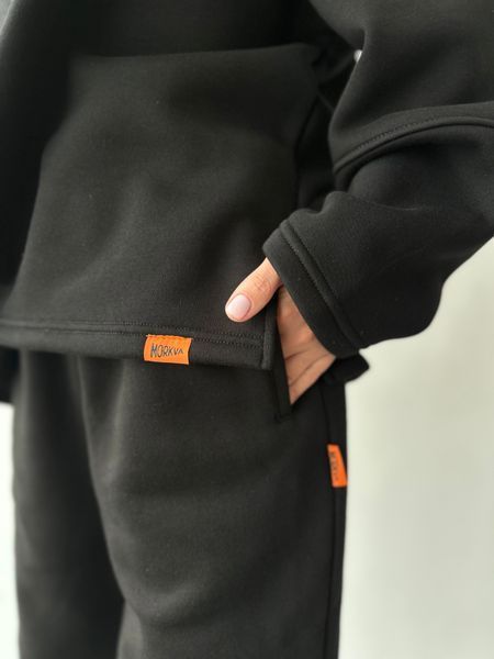 Теплий жіночий спортивний костюм Morkva Set Warm 01 (штани джоггери + світшот) Чорний S setssb фото