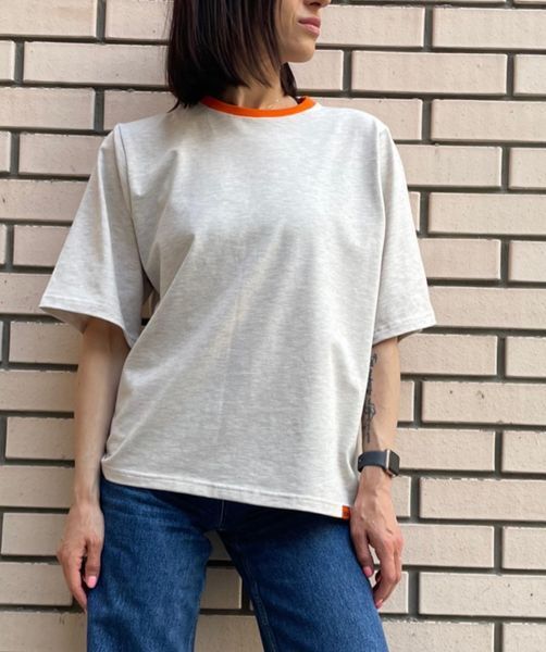 Чорна жіноча футболка з помаранчевою горловиною Morkva t-shirt orange neck розмір S t-shirt02 фото