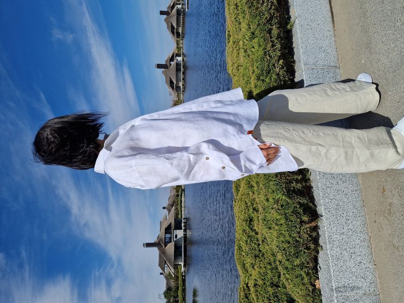 Белая женская льняная рубашка оверсайз Morkva Linen Shirt Mari smws фото